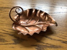 Vintage Gregorian Copper Leaf-Shaped Dish Handcrafted Trinket picture