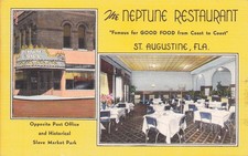 St. Augustine Florida Neptune Restaurant Exterior Interior Postcard picture