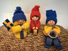 Vintage Ljungströms of Sweden Wooden Tomte Dolls Set of 3 Christmas Nisse picture