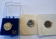 3 Vtg NASA Employee Service Award Pins His Lordship NYC Sterling Silver 10k GF picture