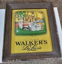 Vintage Walker's De Luxe Bourbon Duesenberg Phaeton Straight 8 15”x17” 3D sign picture