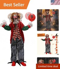 Realistic 5.3FT Sound Activated Clown Holding Skull Balloon for Halloween Decor picture