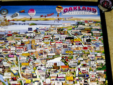VINTAGE LOVELY ILLUSTRATED MAP OF OAKLAND CAL 1994 picture