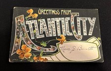 1907 Large Letter Greetings From Atlantic City New Jersey Postcard Girls Mosaic picture