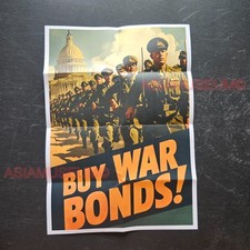 1943 WW2 USA AMERICA BUY WAR BONDS  SOLDIER WHITE HOUSE PROPAGANDA POSTER K490 picture