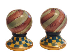 MacKENZIE-CHILDS Palm Devon Torquay Salt and Pepper Shaker Set Retired & Signed picture