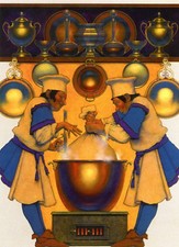 Two Chefs at the Copper Cauldron --New Vintage Reproduction POSTCARD picture