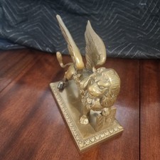 Vintage Italian Heavy Bronze Winged Lion Of St. Mark With Venezia Engraving picture