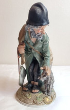 ANTIQUE ITALY GIUSEPPE CAPPE OLD MAN TRAMP & DOG FISH MARK PORCELAIN FIGURINE picture