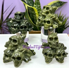 Wholesale Lot 4 PCs Natural Nephrite Jade Skull Crystals Healing Energy picture
