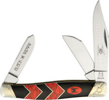 Rough Rider Red & Black Widow Handle Stockman Stainless Folding Blade Knife 1671 picture