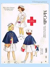 McCall's 1895: 1950s Rare Uncut Girls Nurses Uniform Sz 4 Vintage Sewing Pattern picture