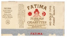 1910s-20s Fatima Turkish Blend Cigarette Pack Wrapper Label picture