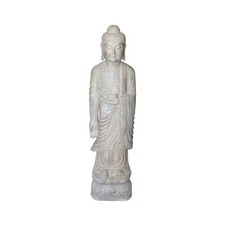 Chinese Gray Brown Stone Carved Standing Medicine Buddha Statue cs4298 picture