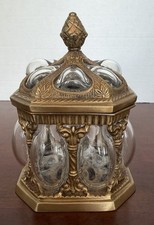 Baroque Brass Hand Blown Bubble Glass Lidded Apothecary Jar PLZ READ picture