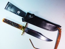 Vintage VENTURE SHEFFIELD Bowie knife H. M. Slater Engraved carbon steel STAG picture