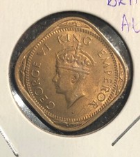 1943-B  INDIA~British 2 Annas HIGH GRADE Nickel Brass Coin-KM#541(a) picture