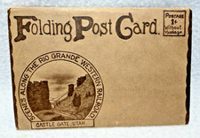 Vintage  1 Cent Folding Picture Postcard -Scenes Along the Rio Grande Western RR picture