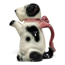 Vintage Erphila 6702B Terrier Dog Teapot Germany Figural Ceramic Pink Bow 8