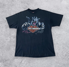 Vintage 90s Harley-Davidson Panther Can’t Chain The Power 3D Single Stitch Sz L picture