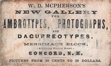 c. 1850's Photographer W. D. McPherson Gallery Business Card AMROTYPE DAG picture