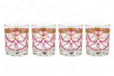 VTG 1970s MCM Cerve DeValBor Burgundy & Gold 4 - 6 Oz Cocktail Rock Glasses picture