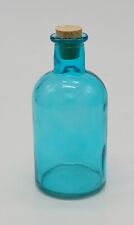 Teal Colored Glass Vintage Style Medicine Bottle Jar Height 5.5 in picture