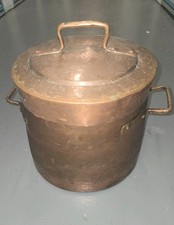 Large Heavy Antique Early 19th Century Dovetailed Copper Pot W Lid  picture