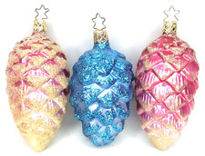 Vintage Christopher Radko Glass Pinecone Christmas Ornament Set Of 3 picture