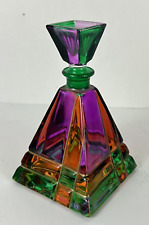 Illusions 24% Lead Crystal Perfume Bottle Italy Multi Color Pyramid Geometrical picture