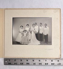 Vintage c1950’s Wedding Party Portrait Gown Long Train Photo Asian California picture