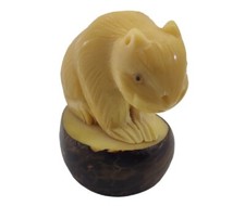 Miniature Carved Beaver Figurine Wood Look Resin picture