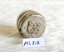 Antique Miniature Round Brass Bull Dog Face Embossed Pill Box Home Decor ML218 picture