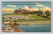 Newport RI-Rhode Island, U.S Naval Training Station War College Vintage Postcard picture