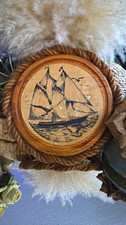Vintage Signed Lloyd G. Nowlan Maritime Rope Plaque – Schooner Outward Bound picture