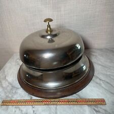 12 INCH silver tone brass wood SHIP HAND BELL desk LOUD picture