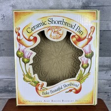 1988 Brown Bag Cookie Art Ceramic Stone Shortbread Pan Vintage Original Box picture
