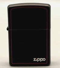 Zippo Matte Black Windproof Lighter Red Border Logo C 06 NOS  picture