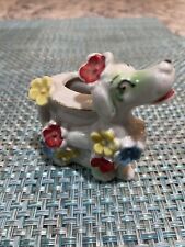 Vintage Japan porcelain handpainted Poodle Dog with flowers toothpick holder picture