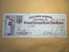 Rectory School Hamden New Haven CT 1872 Bank Check 8.25” x 3” picture