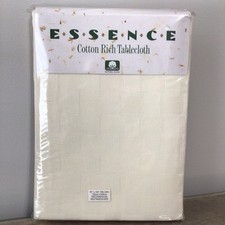 Vintage Bardwil Linens Essence Ivory Tablecloth 60''x102'' Woven Checks Pattern picture