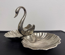 Vintage Silver Plated Swan Condiment Double Dish picture