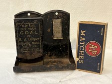 Antique 1900s Tin Wall Match Holder R B Draper Coal Peabody Mass Advertising picture