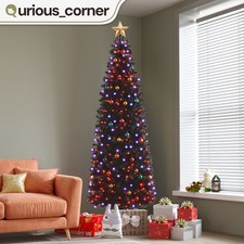 7.5ft Slim Black Pencil Christmas Tree 1000 Tips 350 LED 2 Color 11 Modes Lights picture