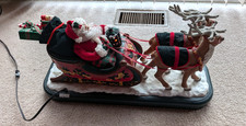 VTG 1995 Holiday Creations Animated Santa Sleigh & Reindeer Light & Music TESTED picture