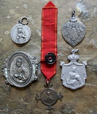 Antique 1900s Catholic Religious Medals Charms Rare and Unique Group Larger Size picture