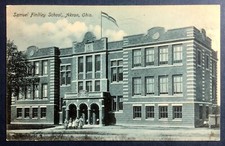 Postcard Samuel Findley School Akron Ohio c1908 Blue Tint Made in Germany picture
