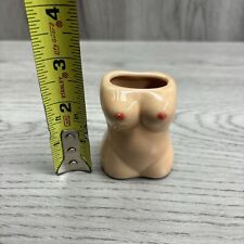 Vintage Porcelain Ceramic Nude Female Torso Toothpick Holder Art Decor 2.5” picture