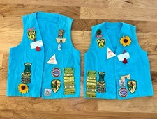 Vintage 1970s NCHA Tornado Campers Hikers Wichita Kansas Patch Vests Lot of 2 picture