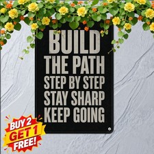 Stacked All Caps Typographic Poster Powerful Workspace Metal Tin Sign 8x12 picture